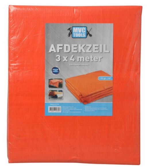 Oranje afdekzeil 3x4 meter 150 gram per m2 MVC-tools