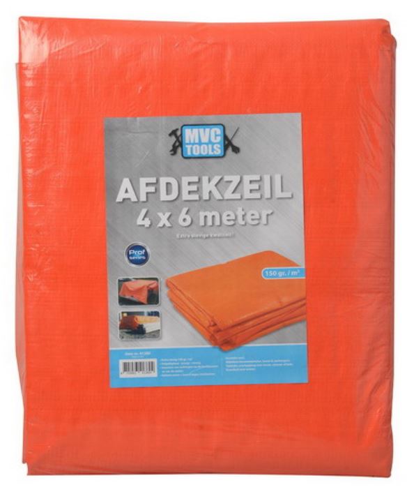 Oranje afdekzeil 4x6 meter 150 gram per m2 MVC-tools