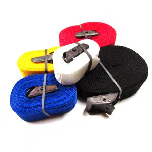 Sjorband Fasty met gesp: 100 cm wit, 150 cm geel, 200 cm blauw, 250 cm rood en 350 cm zwart